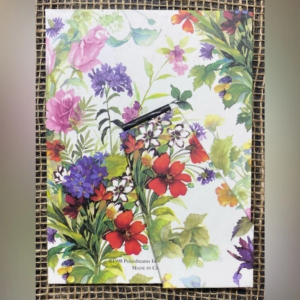 Picture Frame Floral Paper Print Holds 3.5”X5” 1998 Polardreams International